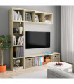 vidaXL 3 Piece Book/TV Cabinet Set Sonoma Oak 180x30x180 cm