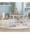vidaXL 3 Piece Children Table and Chair Set White and Grey MDF