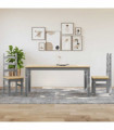 vidaXL 3 Piece Dining Set Panama Grey Solid Wood Pine