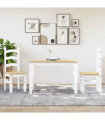 vidaXL 3 Piece Dining Set Panama White Solid Wood Pine