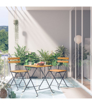 vidaXL 3 Piece Folding Bistro Set Solid Acacia Wood