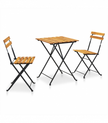 vidaXL 3 Piece Folding Bistro Set Solid Acacia Wood