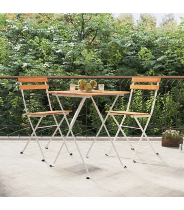 vidaXL 3 Piece Folding Bistro Set Solid Wood Acacia and Steel
