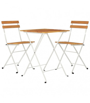 vidaXL 3 Piece Folding Bistro Set Solid Wood Acacia and Steel