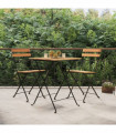 vidaXL 3 Piece Folding Bistro Set Solid Wood Teak and Steel