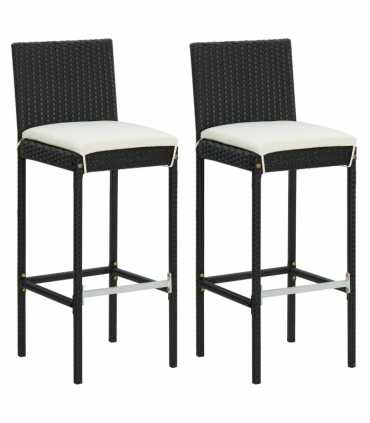 vidaXL 3 Piece Garden Bar Set with Cushions Poly Rattan Black