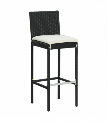 vidaXL 3 Piece Garden Bar Set with Cushions Poly Rattan Black