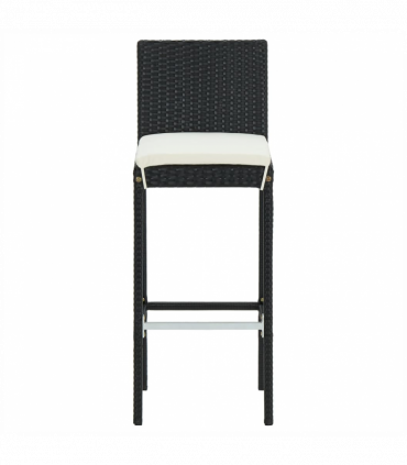 vidaXL 3 Piece Garden Bar Set with Cushions Poly Rattan Black