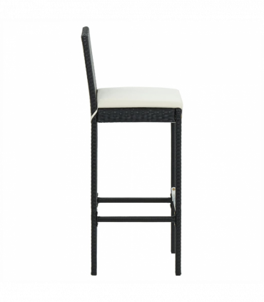 vidaXL 3 Piece Garden Bar Set with Cushions Poly Rattan Black