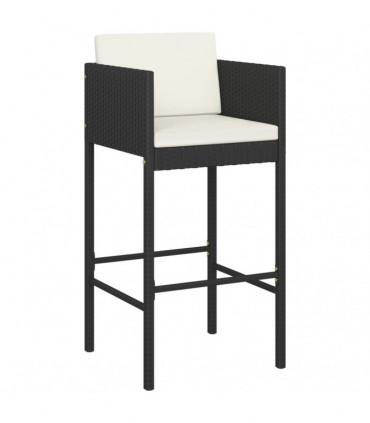 vidaXL 3 Piece Garden Bar Set with Cushions Poly Rattan Black