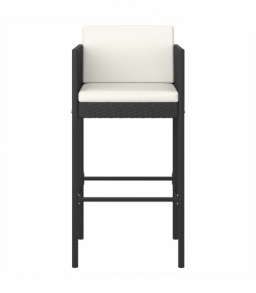 vidaXL 3 Piece Garden Bar Set with Cushions Poly Rattan Black