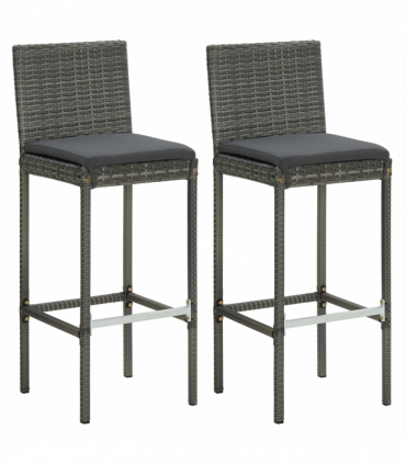 vidaXL 3 Piece Garden Bar Set with Cushions Poly Rattan Grey