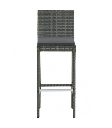 vidaXL 3 Piece Garden Bar Set with Cushions Poly Rattan Grey