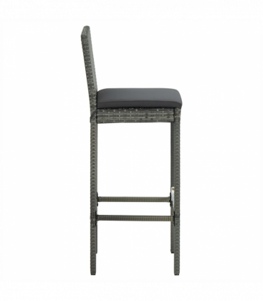 vidaXL 3 Piece Garden Bar Set with Cushions Poly Rattan Grey