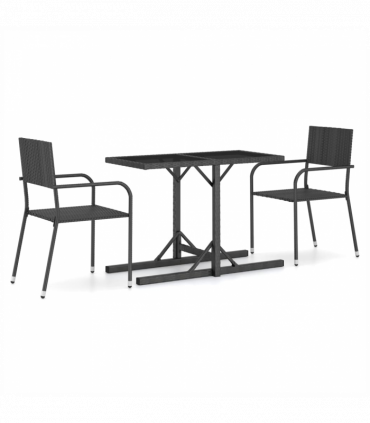 vidaXL 3 Piece Garden Dining Set Black