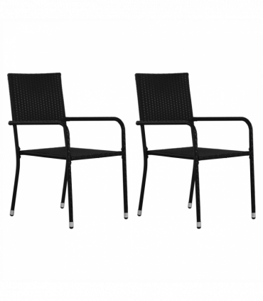 vidaXL 3 Piece Garden Dining Set Black