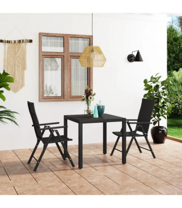 vidaXL 3 Piece Garden Dining Set Black