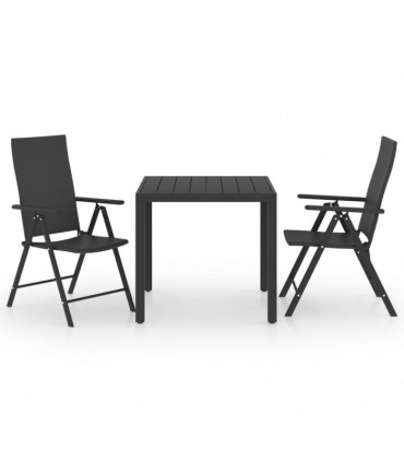 vidaXL 3 Piece Garden Dining Set Black