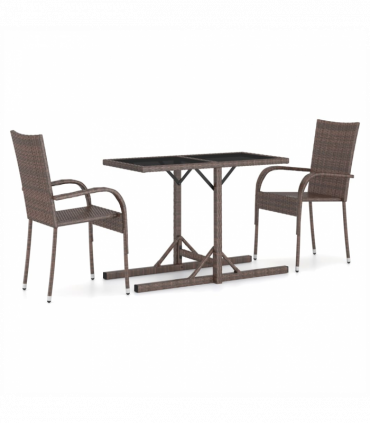 vidaXL 3 Piece Garden Dining Set Brown