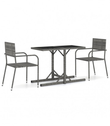 vidaXL 3 Piece Garden Dining Set Grey