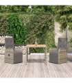 vidaXL 3 Piece Garden Dining Set Grey Poly Rattan&Solid Wood Acacia