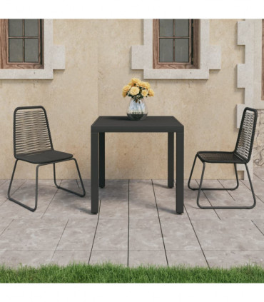 vidaXL 3 Piece Garden Dining Set PVC Rattan Black
