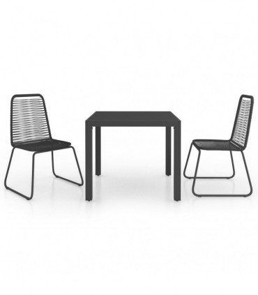 vidaXL 3 Piece Garden Dining Set PVC Rattan Black