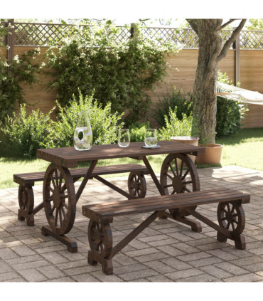 vidaXL 3 Piece Garden Dining Set Solid Wood Fir