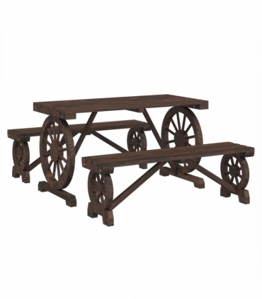 vidaXL 3 Piece Garden Dining Set Solid Wood Fir