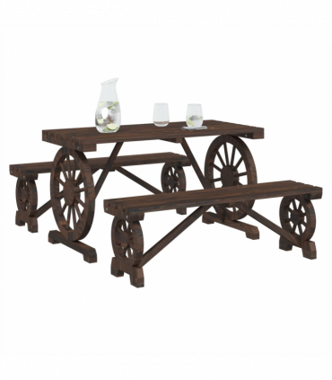 vidaXL 3 Piece Garden Dining Set Solid Wood Fir