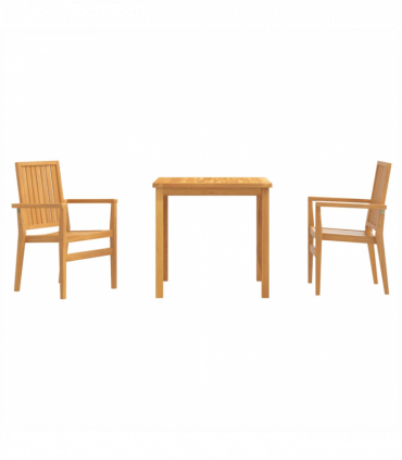vidaXL 3 Piece Garden Dining Set Solid Wood Teak