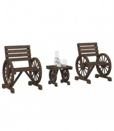 vidaXL 3 Piece Garden Lounge Set Solid Wood Fir