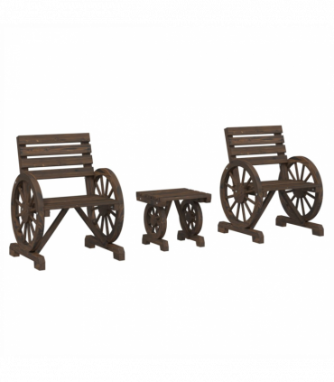 vidaXL 3 Piece Garden Lounge Set Solid Wood Fir