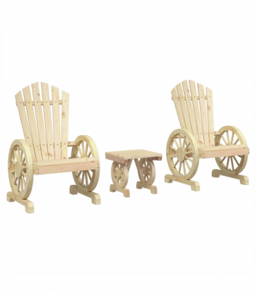 vidaXL 3 Piece Garden Lounge Set Solid Wood Fir