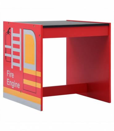 vidaXL 3 Piece Kids Chair Table Set Fire Truck Design Wood