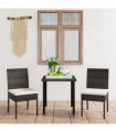 vidaXL 3 Piece Outdoor Dining Set with Cushions Poly Rattan Black