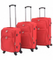 vidaXL 3 Piece Soft Case Trolley Set Red