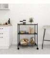 vidaXL 3-Tier Storage Rack with Wheels 60x35x81 cm Black 150 kg