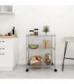 vidaXL 3-Tier Storage Rack with Wheels 60x35x81 cm Chrome 150 kg