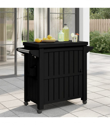vidaXL 3-in-1 Serving Cart Black Polypropylene