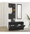 vidaXL 3-in-1 Shoe Cabinet Set Black Engineered Wood