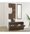 vidaXL 3-in-1 Shoe Cabinet Set Brown Oak Engineered Wood