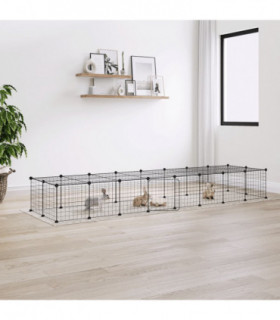 vidaXL 36-Panel Pet Cage with Door Black 35x35 cm Steel