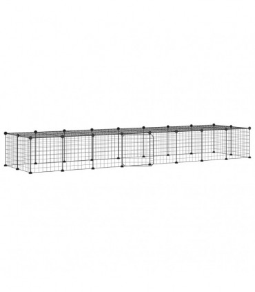 vidaXL 36-Panel Pet Cage with Door Black 35x35 cm Steel