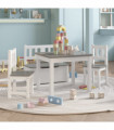 vidaXL 4 Piece Children Table and Chair Set White and Grey MDF