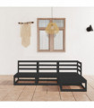 vidaXL 4 Piece Garden Lounge Set Black Solid Wood Pine