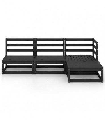 vidaXL 4 Piece Garden Lounge Set Black Solid Wood Pine