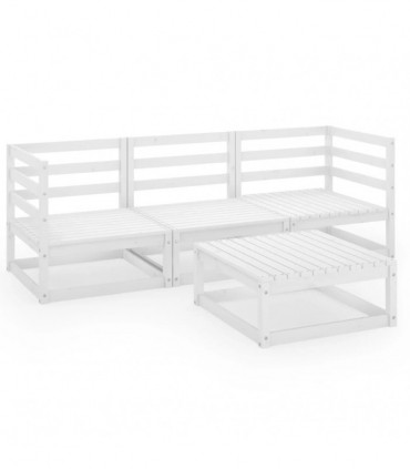 vidaXL 4 Piece Garden Lounge Set White Solid Wood Pine