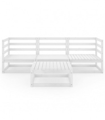 vidaXL 4 Piece Garden Lounge Set White Solid Wood Pine