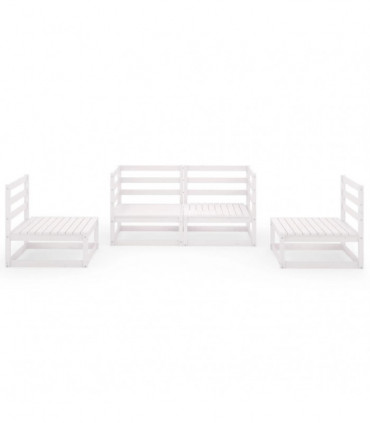 vidaXL 4 Piece Garden Lounge Set White Solid Wood Pine